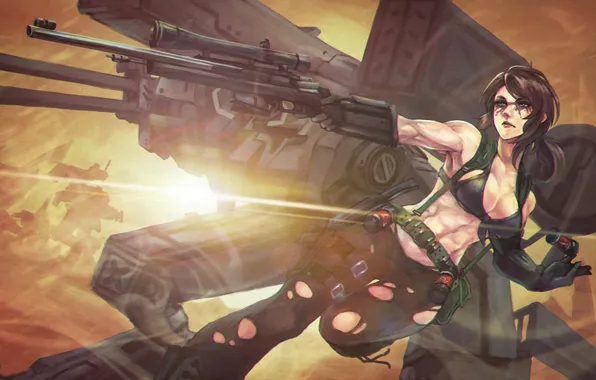 Грудь, девушка, снайпер, art, Metal Gear Solid, konami, sniper rifle, Kojima Productions