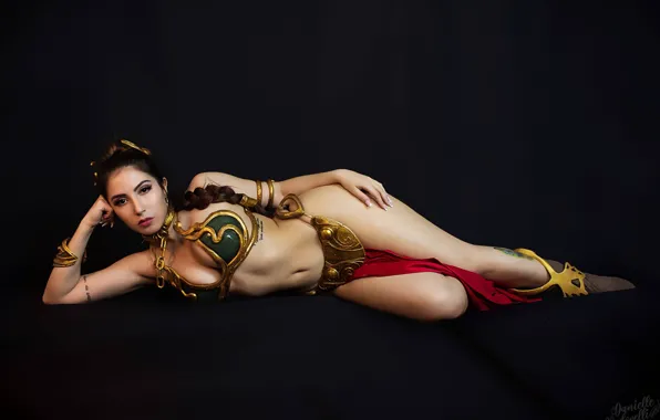 Star Wars, cleavage, boobs, ponytail, braid, cosplay, brunette, tits