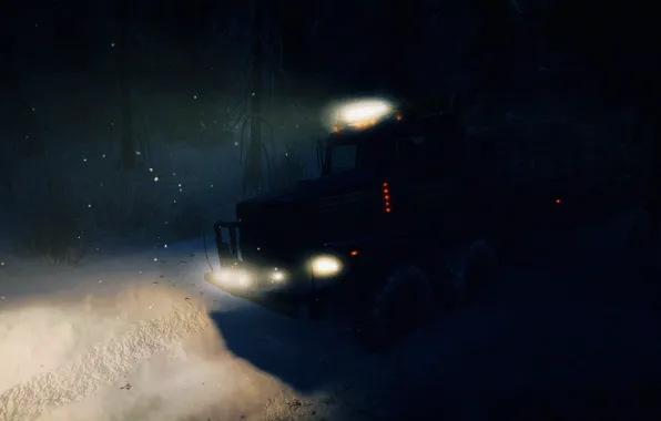 HDR, Alaska, Winter, Lights, Night, Steel, Snow, Game