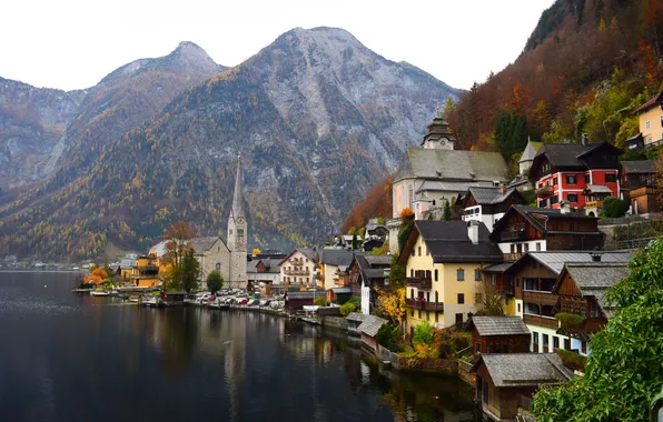 Картинка горы, озеро, Hallstatt Lake, Астрия