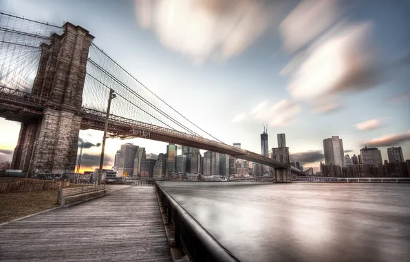 United States, New York, Brooklyn Bridge, Dumbo