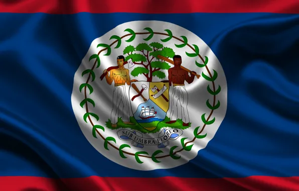 Картинка Красный, Синий, Флаг, Герб, Текстура, Flag, Belize, Белиз