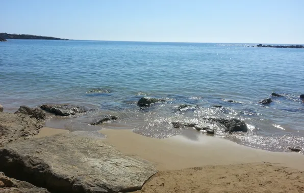 Картинка море, солнце, Кипр, песок, пляж, камни, Cyprus. Coral Bay