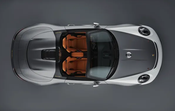 Porsche, вид сверху, 2018, серо-серебристый, 911 Speedster Concept