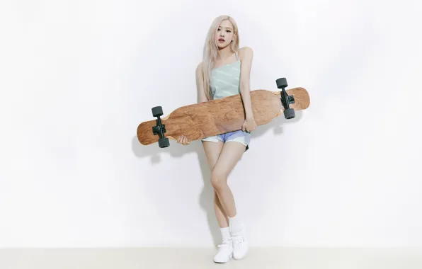 Rose, скейтборд, 2560x1440, обои для рабочего стола, kpop, 16:9, blackpink, блэкпинк
