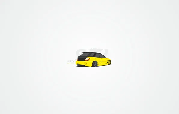 Картинка car, vector, drift, subaru, yellow, tuning, art, sti