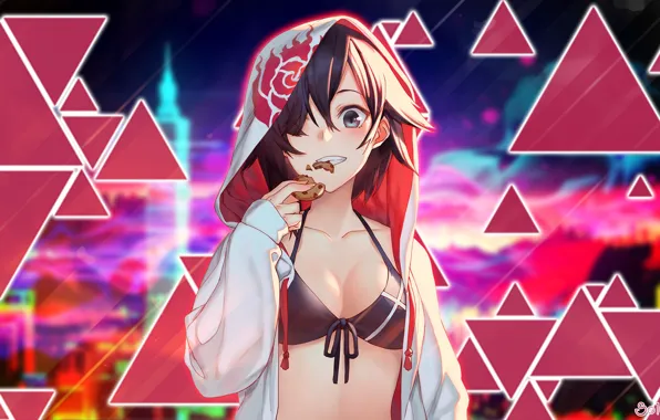 Картинка взгляд, девушка, печенье