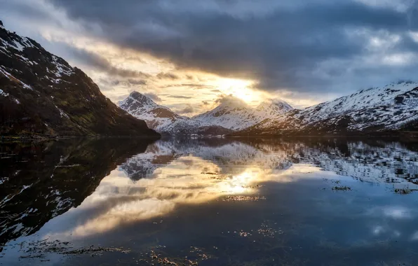 Картинка облака, горы, Норвегия, Lofoten