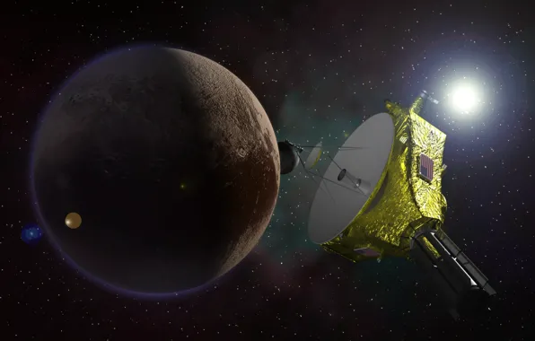 Картинка планета, станция, Плутон, НАСА, автоматическая, «Новые горизонты», межпланетная