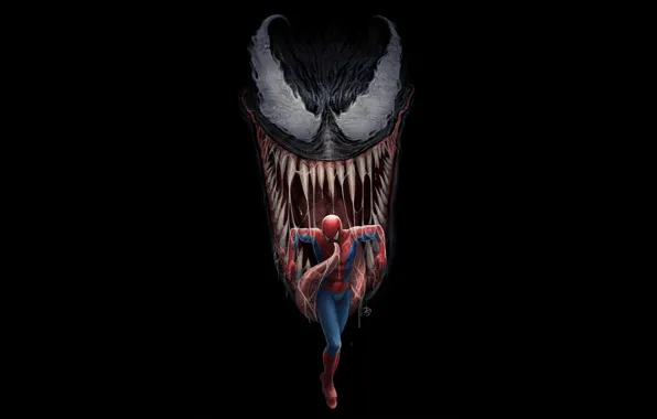 Art, comics, Venom, Peter Parker, Spider man, Eddie Brock