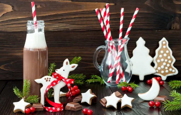 Праздник, шоколад, печенье, Новый год, Christmas, chocolate, декор, глазурь