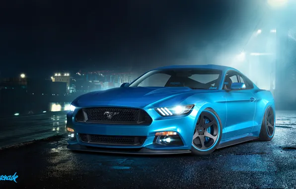 Синий, Mustang, Ford, мустанг, перед, мускул кар, форд, blue