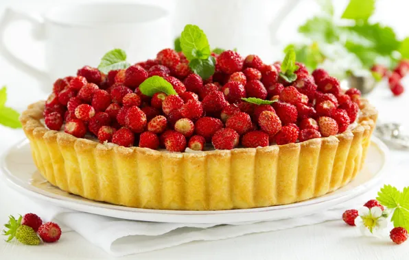 Ягоды, земляника, пирог, cake, выпечка, berries, strawberries, pastries
