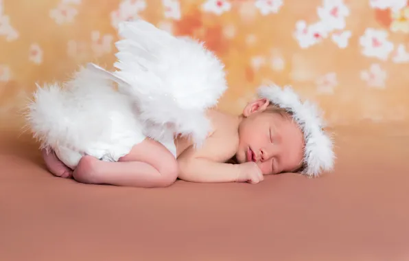 Сон, крылья, ангел, малыш, спит, wings, младенец, angels