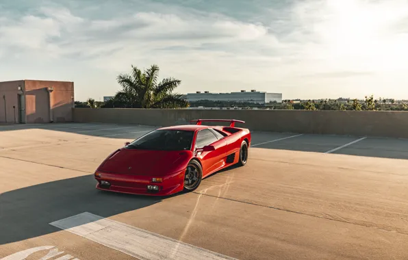Картинка Lamborghini, Red, Diablo, Parking