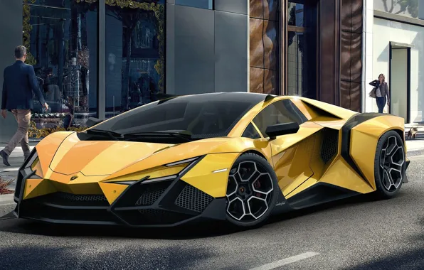 Город, улица, Lamborghini, концепт, спортивный автомобиль, Lamborghini Forsennato