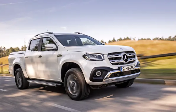 Картинка белый, Mercedes-Benz, пикап, 2018, на дороге, X-Class