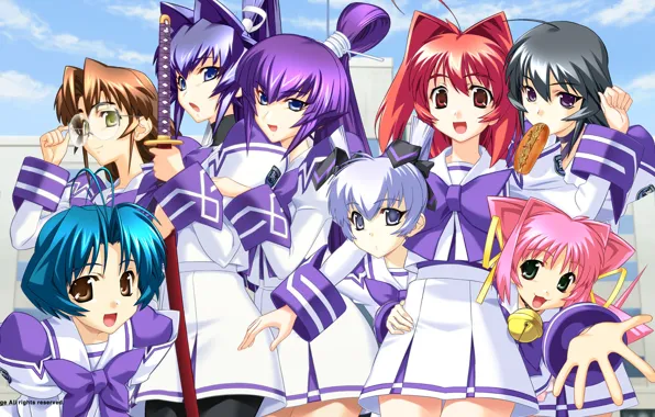 Девочки, группа, аниме, арт, команда, muv luv altered fable