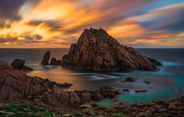Картинка море, облака, скала, камни, берег, Австралия
