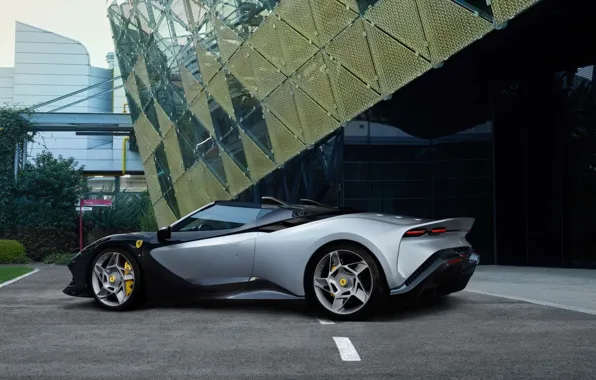 Здание, Ferrari, суперкар, вид сбоку, на улице, спайдер, 2023, Ferrari SP-8