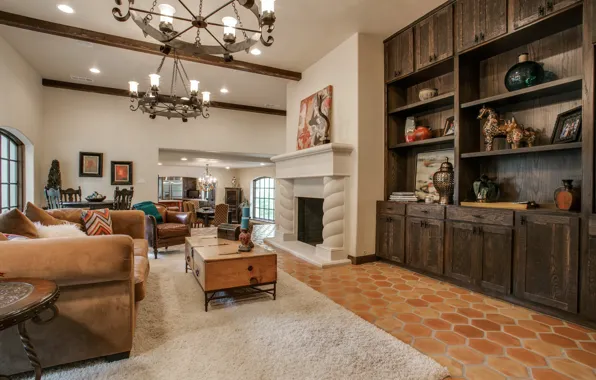 Design, style, interior, villa, fireplace, living space