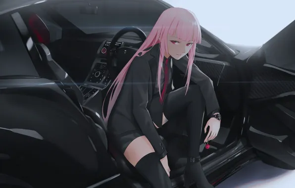 Авто, девушка - girl, Hololive, Mori Calliope, Mori Calliope Ch., KuroiEnpitsu