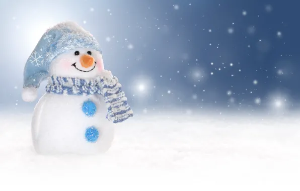 Картинка зима, снег, Новый Год, снеговик, Christmas, winter, snow, snowman