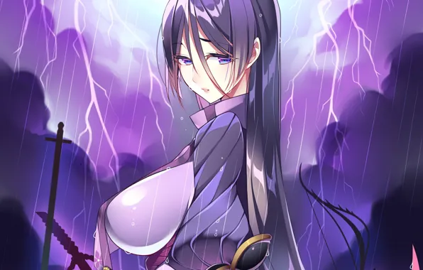 Гроза, девушка, молнии, Berserker, Minamoto no Yorimitsu, Fate / Grand Order, Судьба великая кампания