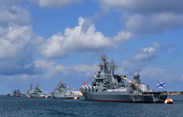 Корабли, боевые, строй, севастополь, парадный