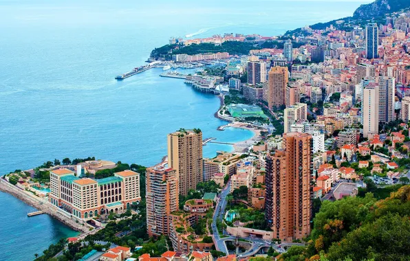 Дома, порт, улицы, Монако, причалы, Монте Карло, Лигурийское море