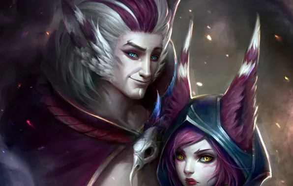 Игра, пара, существа, двое, ушки, League of Legends, Лига Легенд