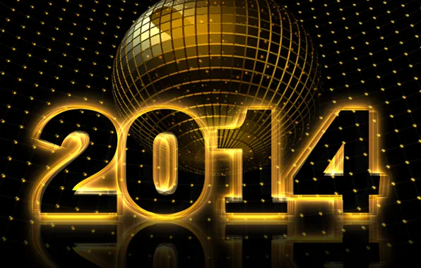Картинка отражение, шар, цифры, new year, 2014
