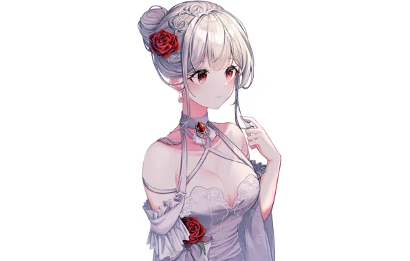 Girl, sexy, cleavage, long hair, dress, boobs, anime, beautiful