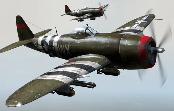 Картинка истребитель-бомбардировщик, Вторая Мировая, P-47 Thunderbolt