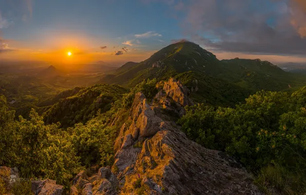 Картинка закат, горы, вид, Бештау, Лашков Федор