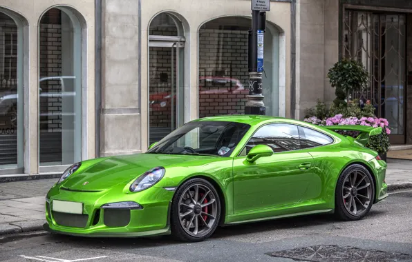 Картинка Porsche, Green, GT3, Street, 991