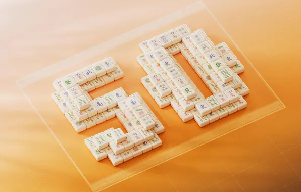 Картинка Microsoft, оранжевый фон, 50th Anniversary, Майкрософт, Маджонг, 50-летний юбилей, Mahjong