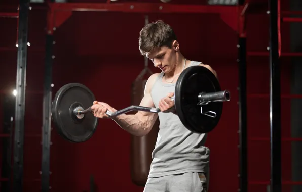 Поза, muscle, мышцы, штанга, атлет, бицепс, gym, бодибилдер