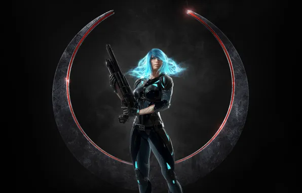 Gun, weapon, shotgun, suit, uniform, Nyx, Quake: Champions