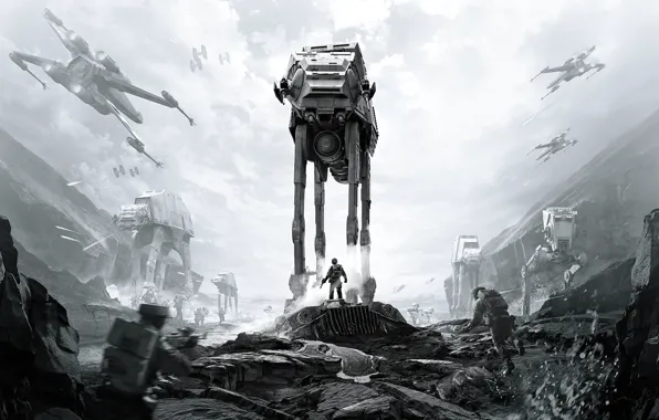 Картинка игры, Electronic Arts, AT-AT, DICE, Stormtroopers, Rebels, AT-ST, star wars battlefront