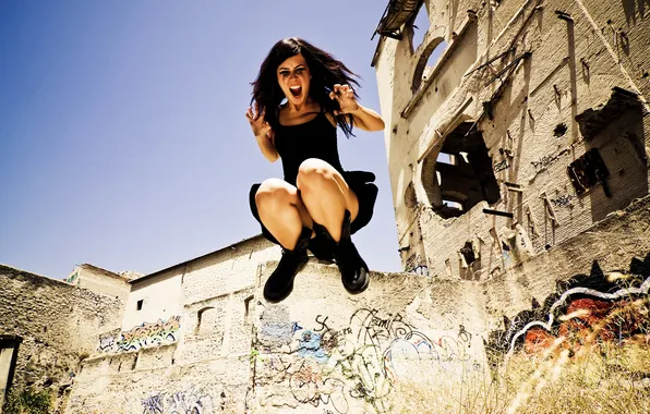 Картинка девушка, прыжок, urban