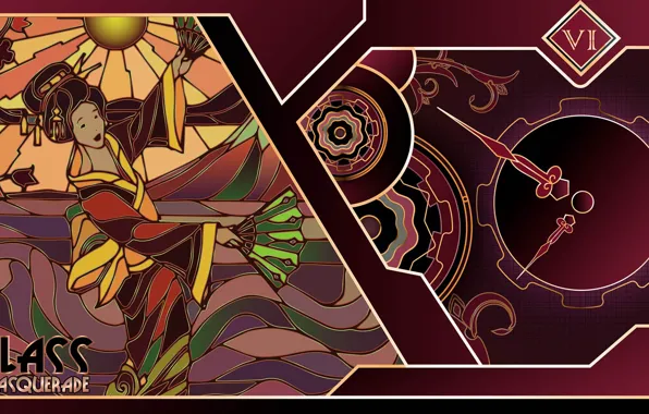 Geisha, Glass masquerade, puzzle game, steam trading cards