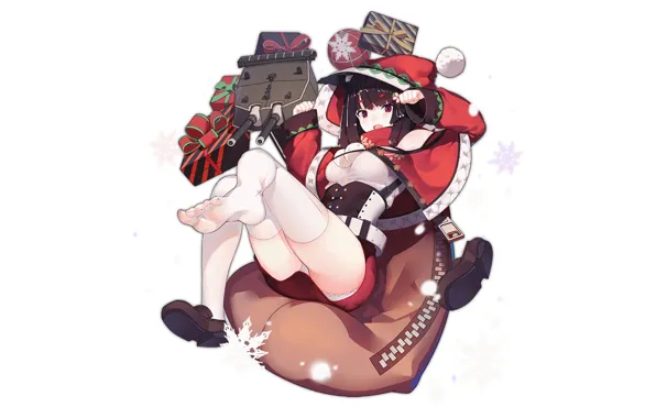 Girl, sexy, Christmas, boobs, anime, beautiful, pretty, breasts