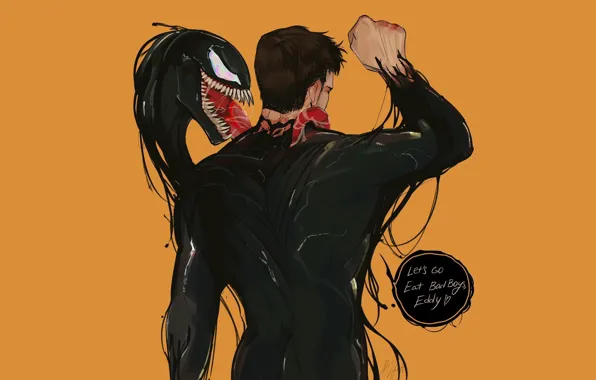 Любовь, фон, спина, минимализм, арт, кулак, Веном, Venom