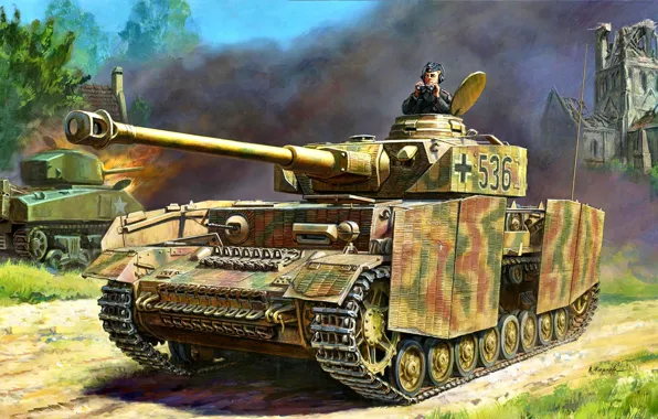 Картинка Германия, танк, Panzerkampfwagen IV, WW2, Panzerwaffe, Pz.Kpfw.IV, M4 Sherman, Cредний