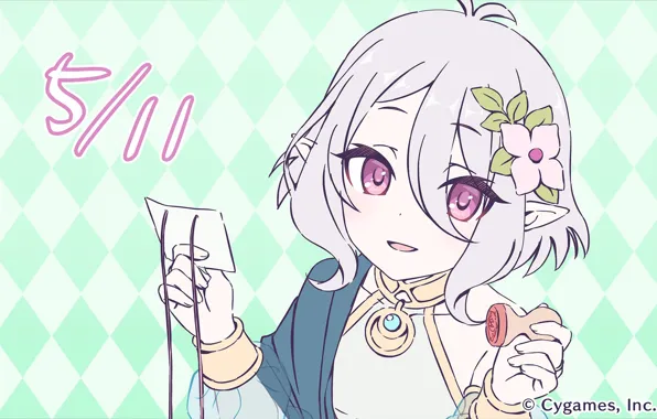 Цветок, девочка, печать, cygames, princess connect