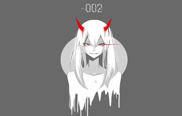 Девушка, улыбка, рожки, Darling In The Frankxx, Милый во Франксе