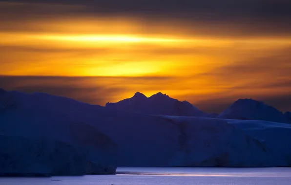 Sunset, Greenland, Ilulissat Icefjord