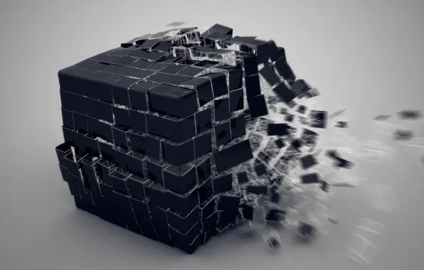 Картинка взрыв, осколки, куб