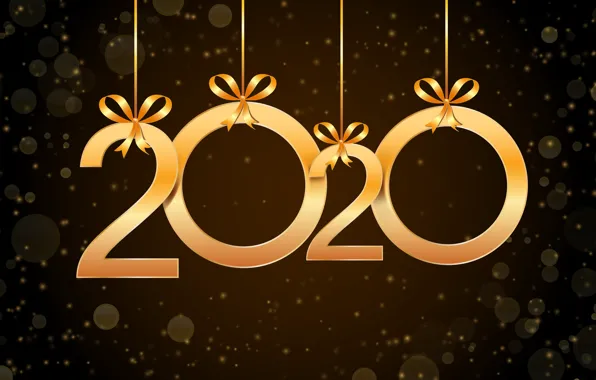 Новый год, golden, черный фон, black, background, New Year, decoration, 2020